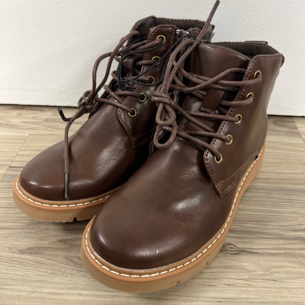 Steve Madden Children's Brown Lace-up Ankle Boots w/Zippers Boys Size 13 NWOB